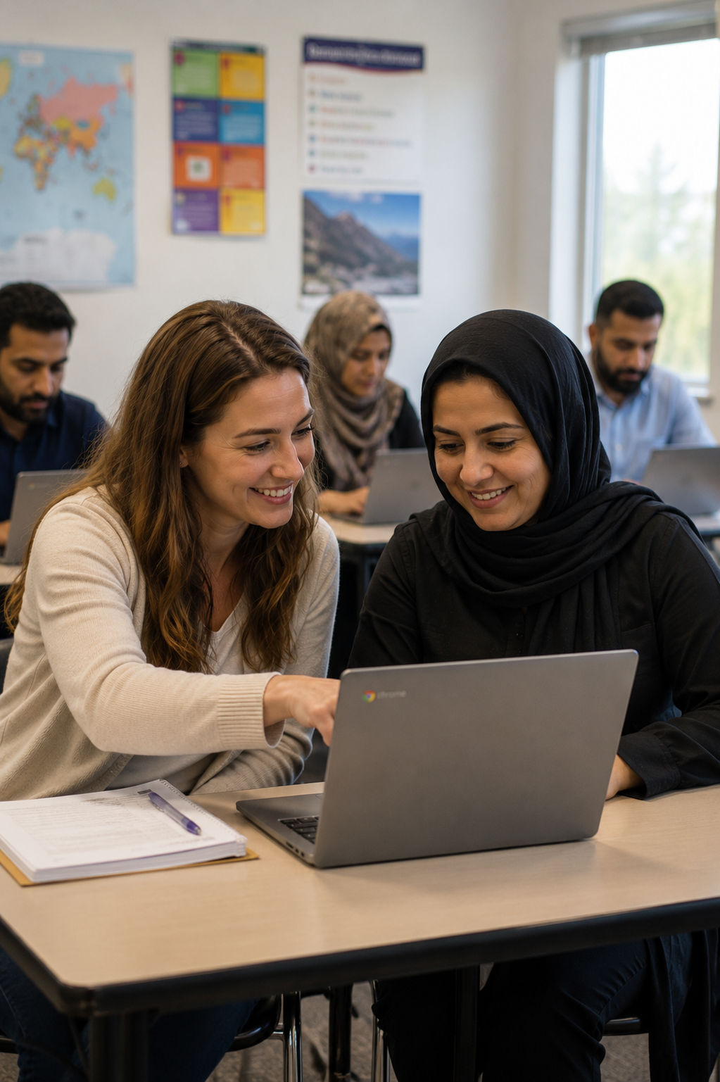 Friends learning together at the GoTEN Training Center